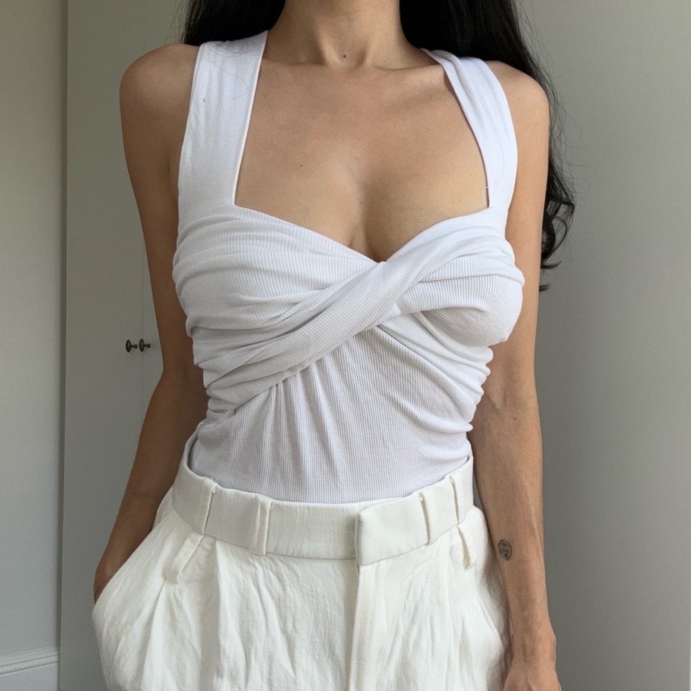 The line by K white ribbed tank XS/S